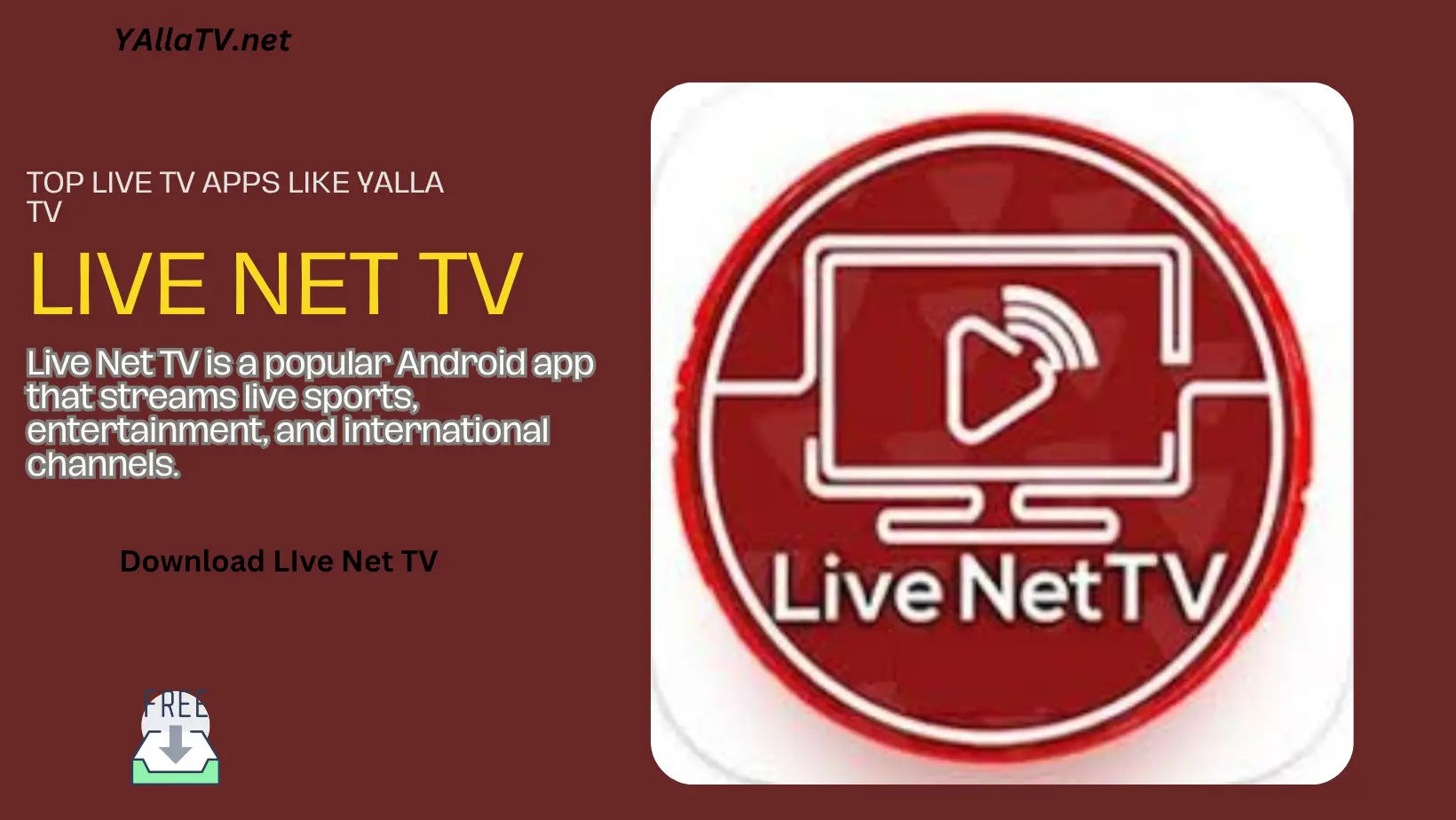 Live Net TV app interface